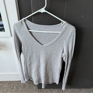 grey ribbed long sleeve